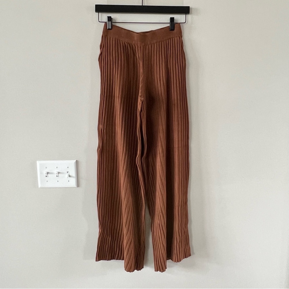 Like new! Princess Polly ALLEN Wide Leg Ribbed Pants - BROWN - Picture 6 of 11